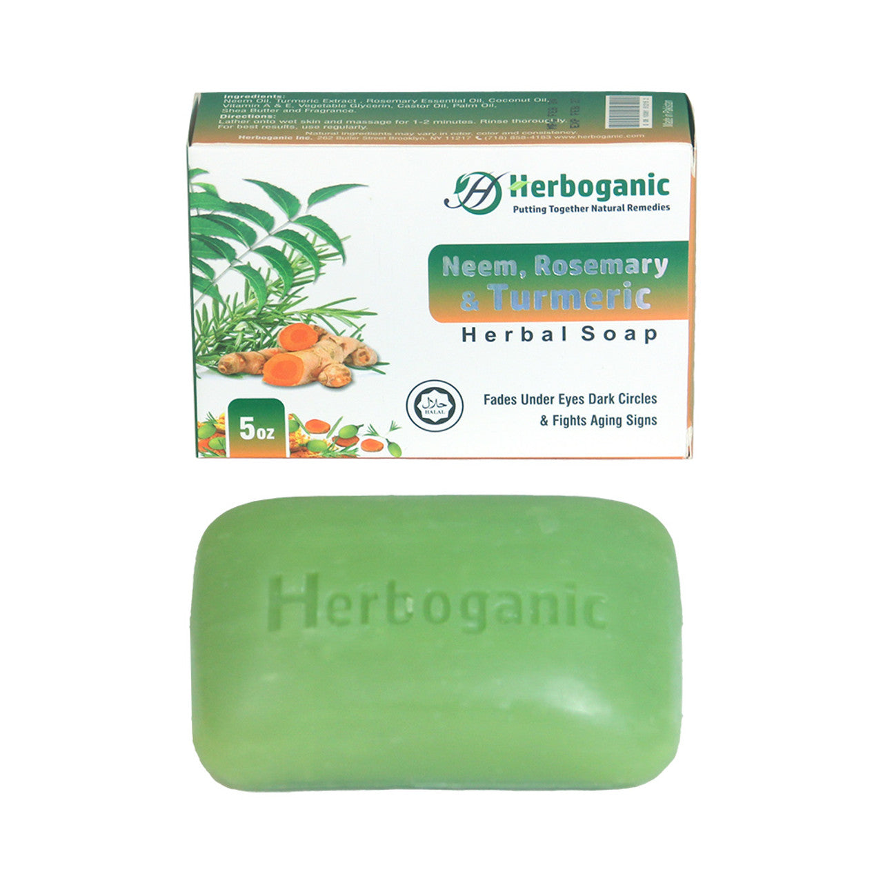 Herboganic: Neem, Rosemary & Turmeric Herbal Soap, 5 oz